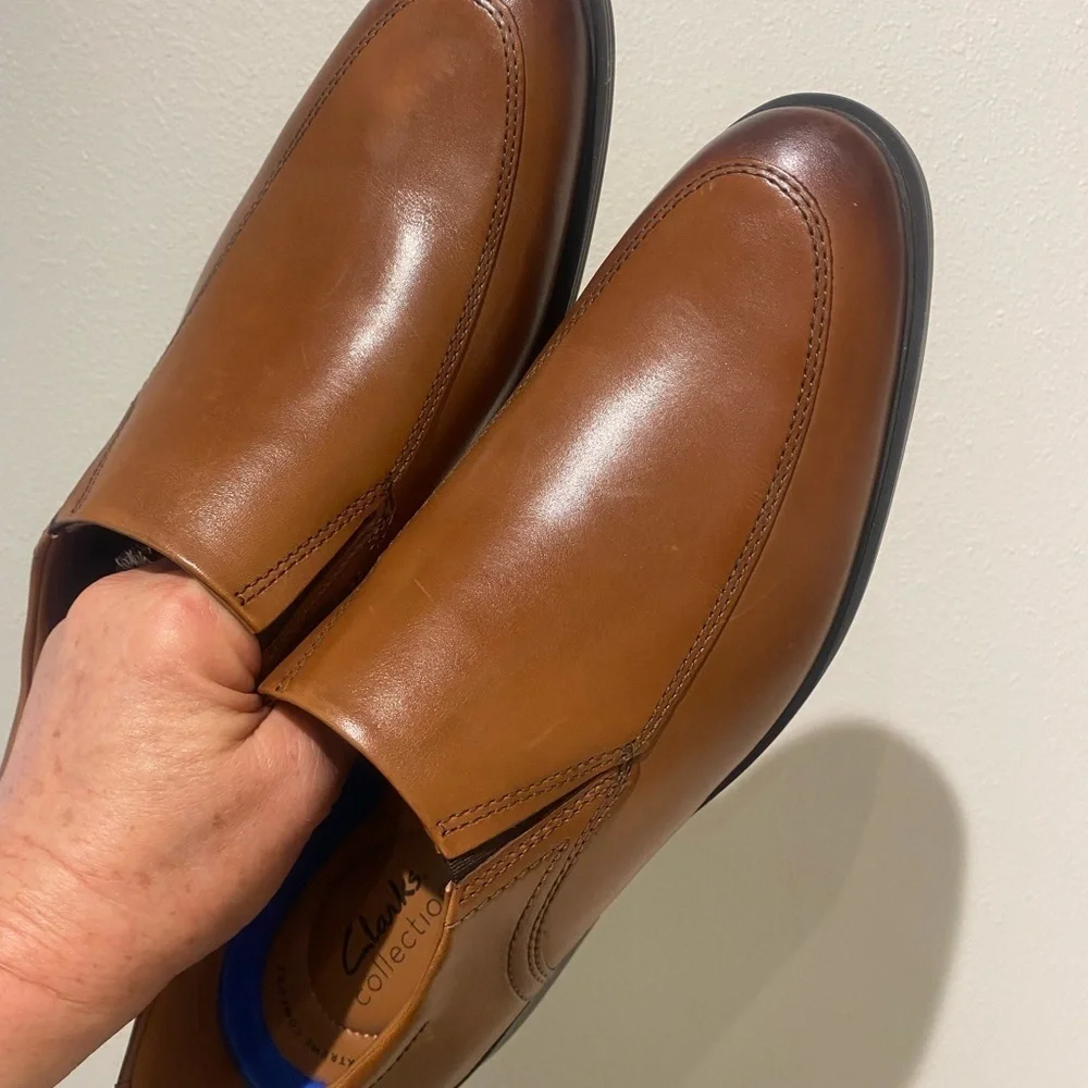 Clarks Men’s Whiddon Step Brown Leather Loafers Slip-On comfort New 10